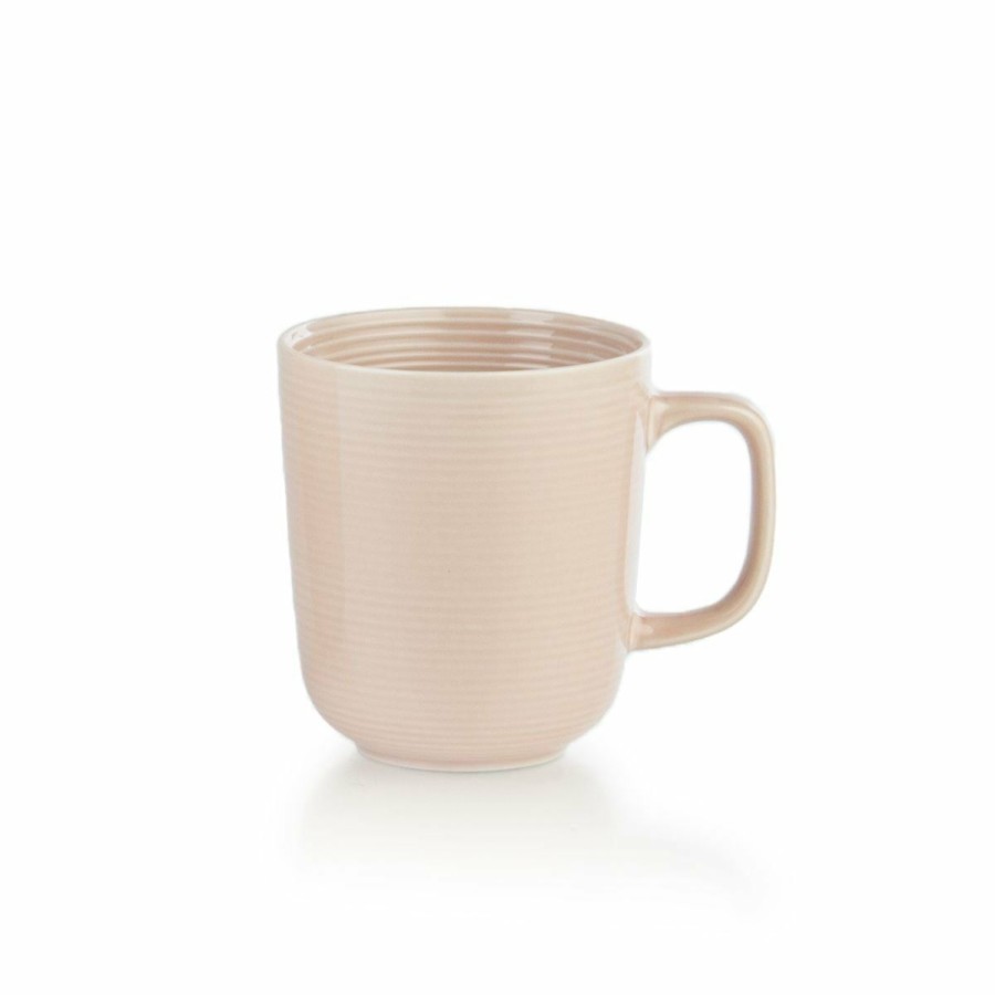 Glassware & Tabletop * | Everything Kitchens Modern Colorful Neutrals Rippled 12Oz Mugs (Set Of 4) Glazed | Blush Pink