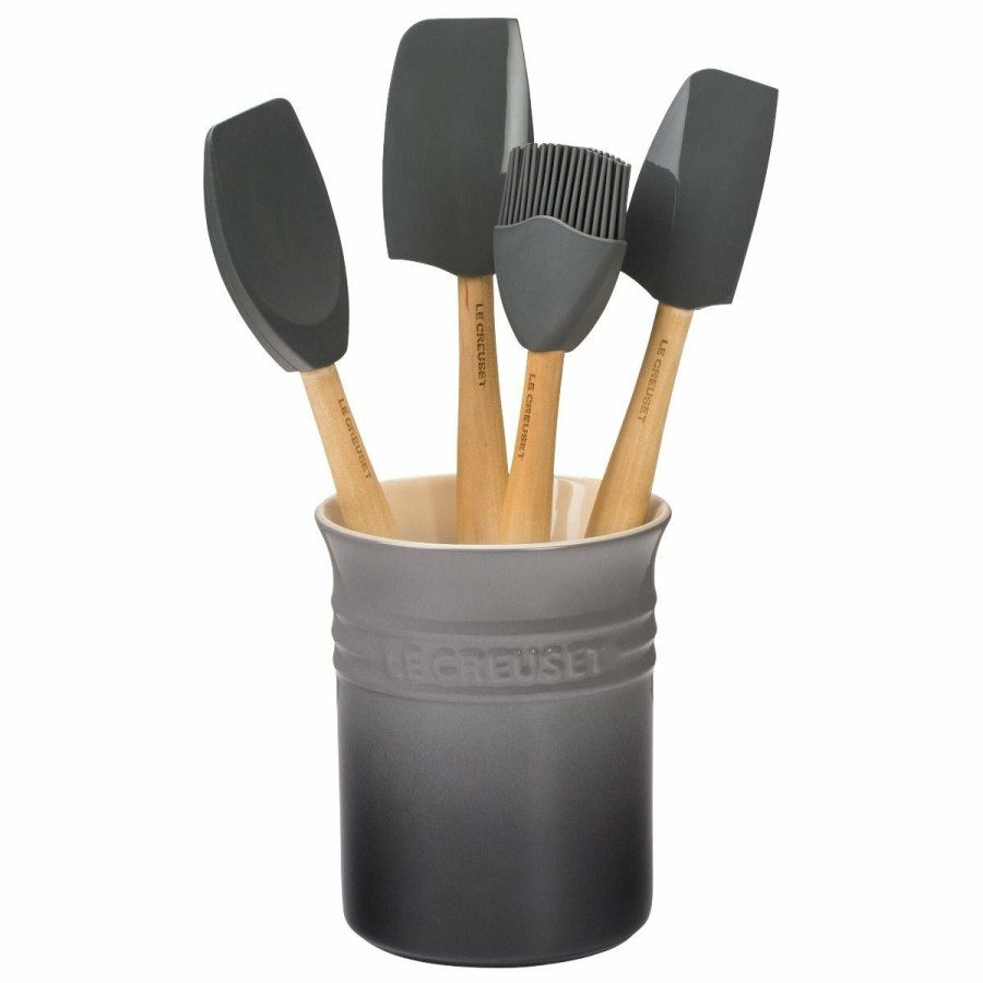 Cooks' Tools * | Le Creuset 5-Piece Craft Series Utensil Set With Crock | Oyster Grey