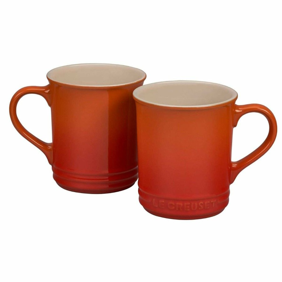 Glassware & Tabletop * | Le Creuset 1.25 Qt. Demi Kettle Tea Pot + 2 14Oz Mugs Set | Flame Orange