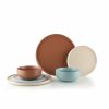 Glassware & Tabletop * | Everything Kitchens Modern Flat 24-Piece Dinnerware Set | Soft Pink, Dusty Blue, Terracotta