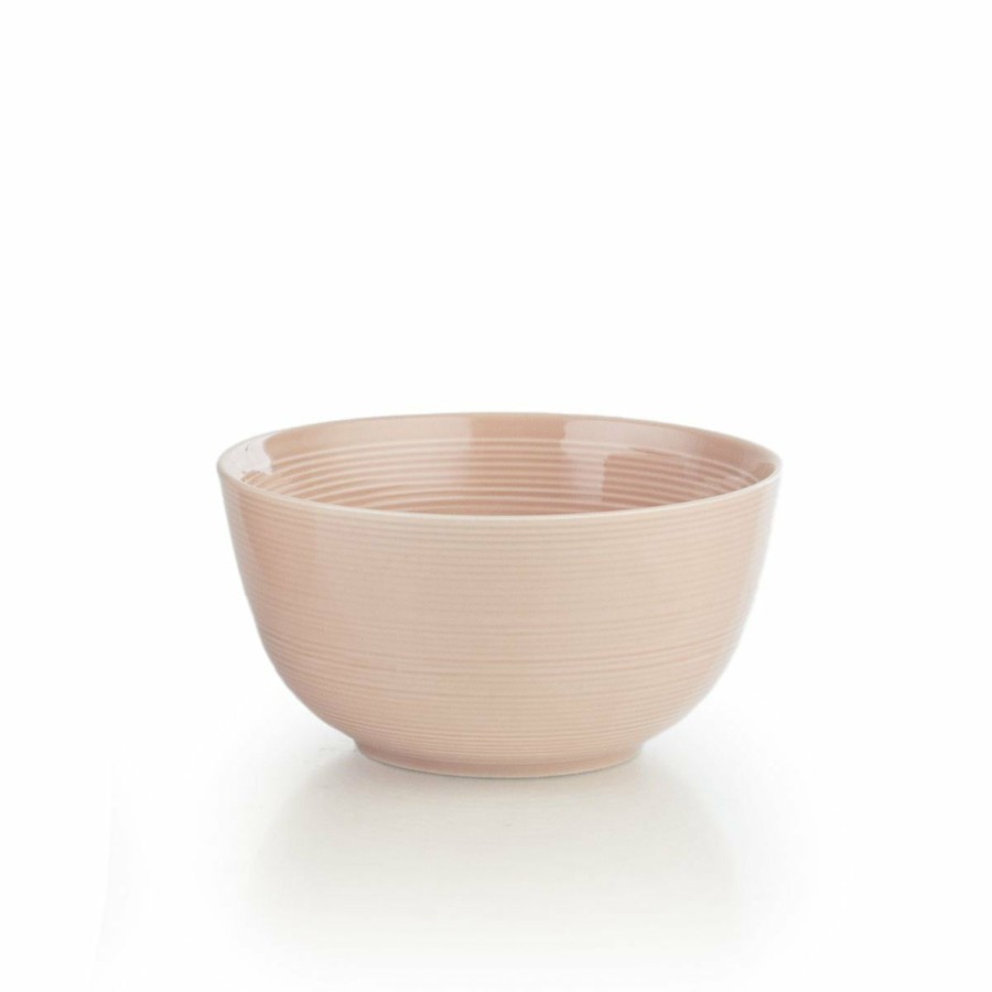 Glassware & Tabletop * | Everything Kitchens Modern Colorful Neutrals Rippled 6 Bowls (Set Of 4) Glazed | Blush Pink