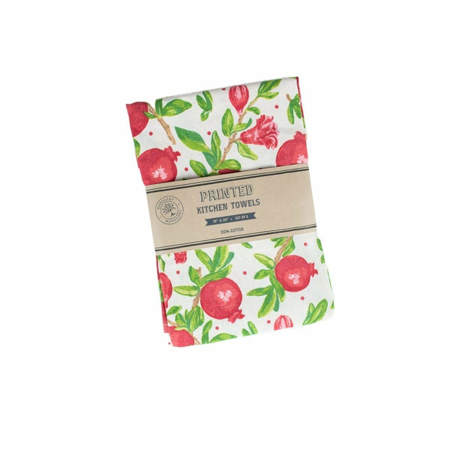 Glassware & Tabletop * | Mahogany Usa Printed Floursack Kitchen Towel (Set Of 2) | Pomegranate