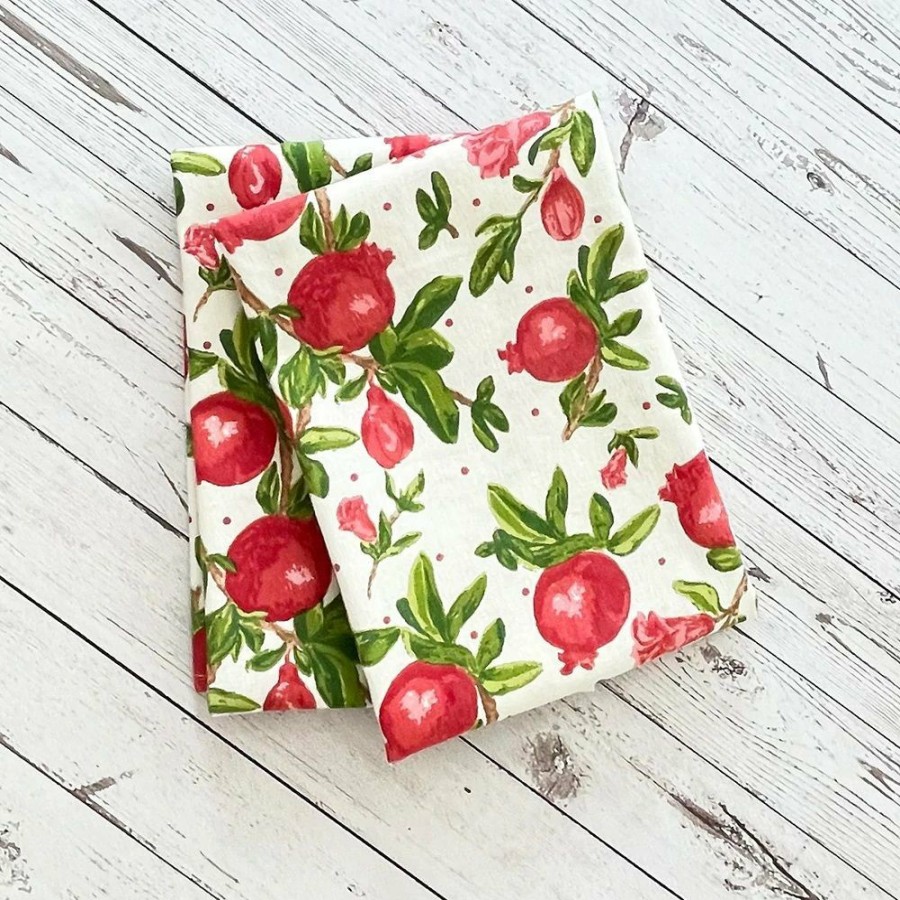 Glassware & Tabletop * | Mahogany Usa Printed Floursack Kitchen Towel (Set Of 2) | Pomegranate