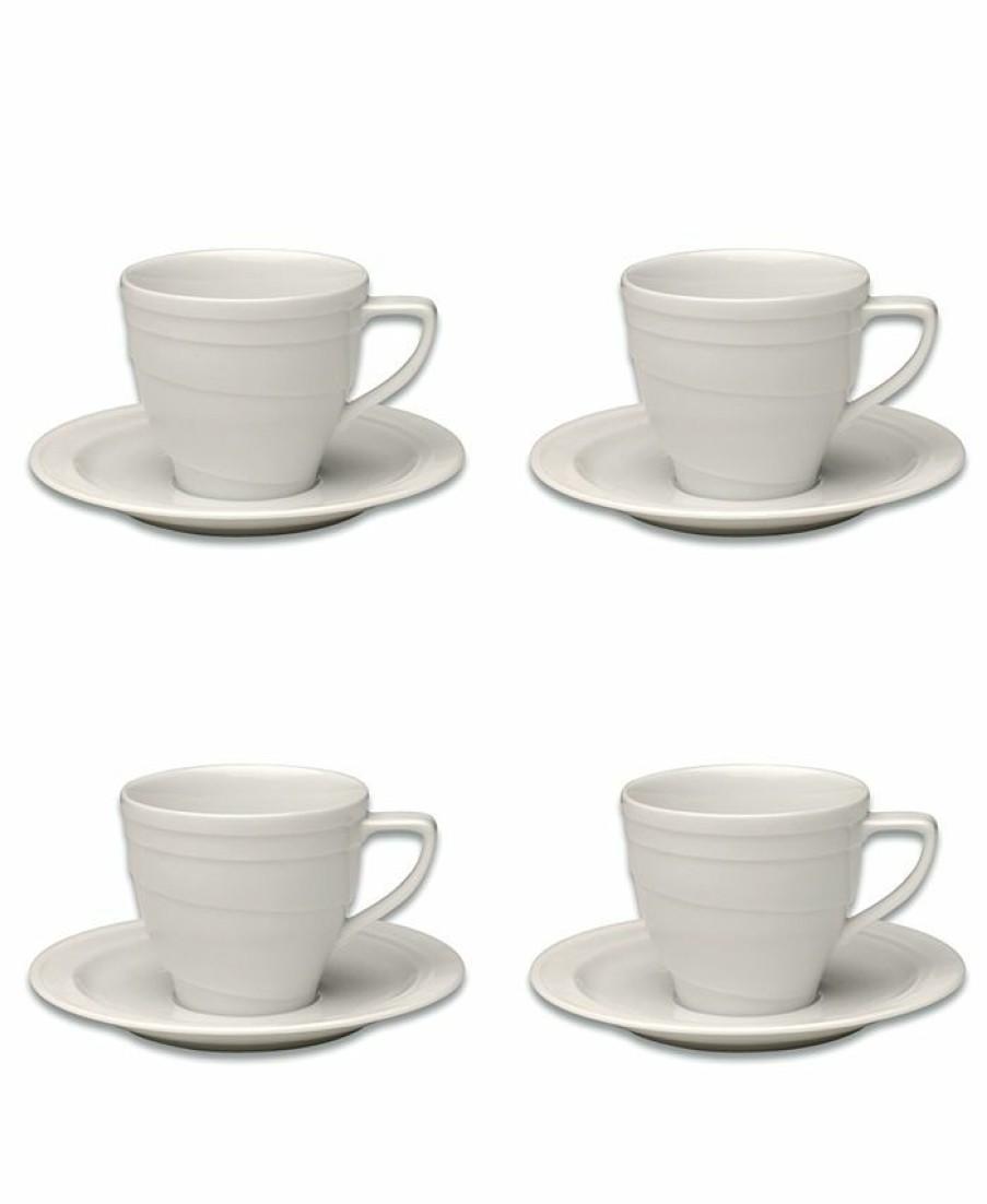 Kitchen * | Berghoff Essentials 6 Oz Porcelain Coffee Cup Saucer, Set Of 4 White