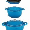 Kitchen * | Berghoff Neo Cast Iron Covered Dutch Ovens, 10 Fry Pan, Set Of 3 Blue