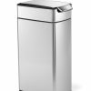 Kitchen * | Simplehuman Ainless Steel 40 Liter Fingerprint Proof Slim Touch Bar Trash Can Brushed St