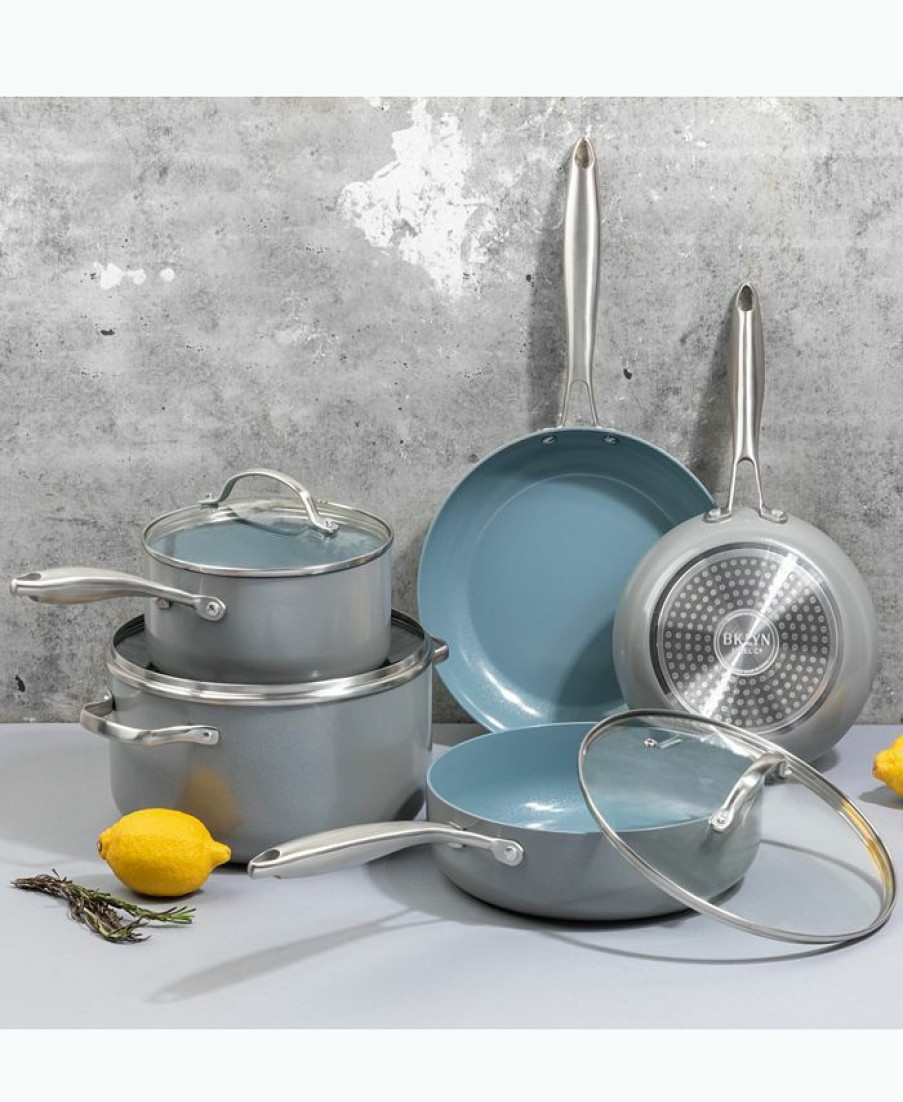 Kitchen * | Macy'S Brooklyn Steel Co. Nebula 12-Pc. Aluminum & Ceramic Cookware Set Blue