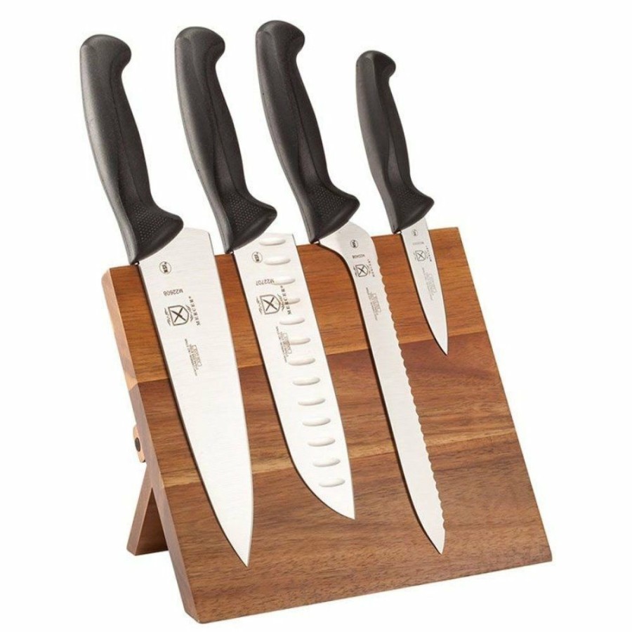 Knives * | Mercer Cutlery Millennia 5-Piece Magnetic Board Set | Acacia & Black