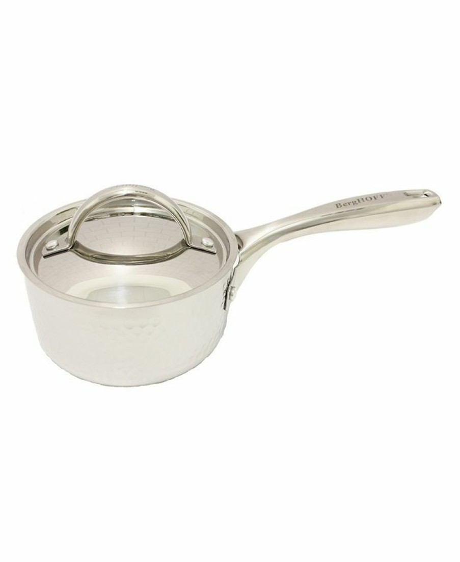 Kitchen * | Berghoff Ammered Tri-Ply 5.5 Covered Saucepan Silver-Tone