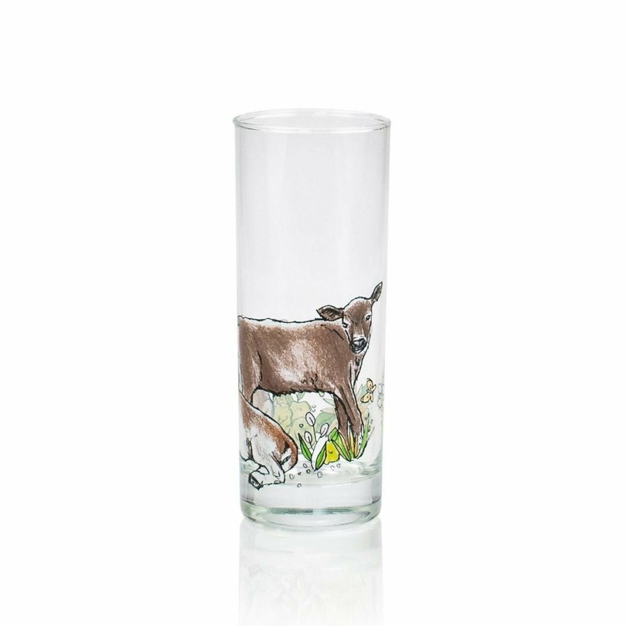 Glassware & Tabletop * | Everything Kitchens Barnyard Baby Animals 8 Oz Drinking Glass | "Have A Jersey Cow" Calf