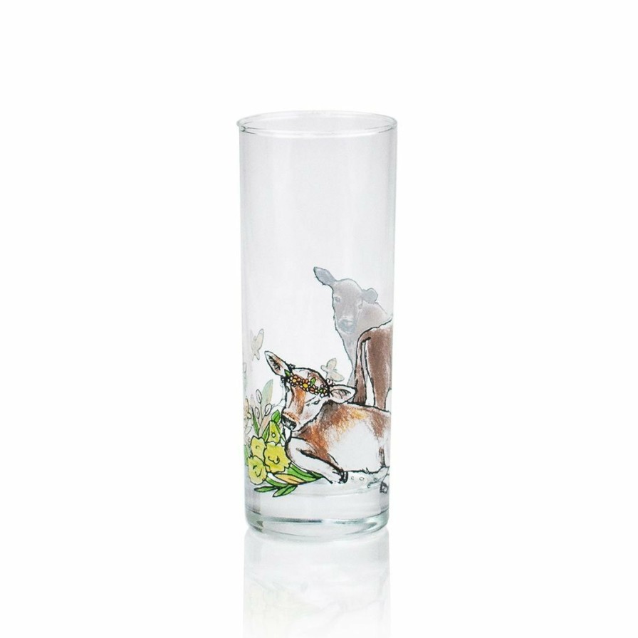 Glassware & Tabletop * | Everything Kitchens Barnyard Baby Animals 8 Oz Drinking Glass | "Have A Jersey Cow" Calf