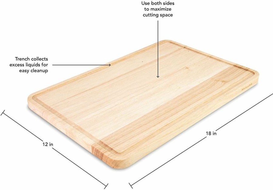 Cooks' Tools * | Kitchenaid Non-Electrics Kitchenaid Classic Wood Cutting Board | 12 X 18