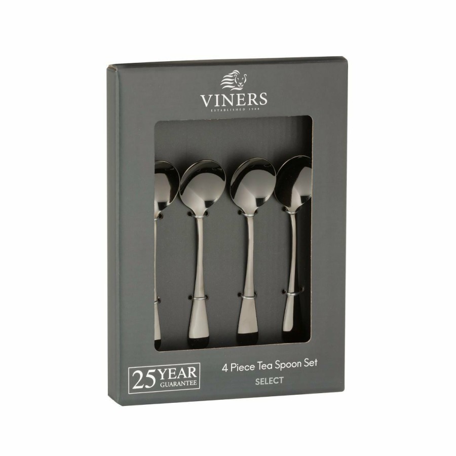 Glassware & Tabletop * | Viners Select 4-Piece Tea Spoon Set | Grey