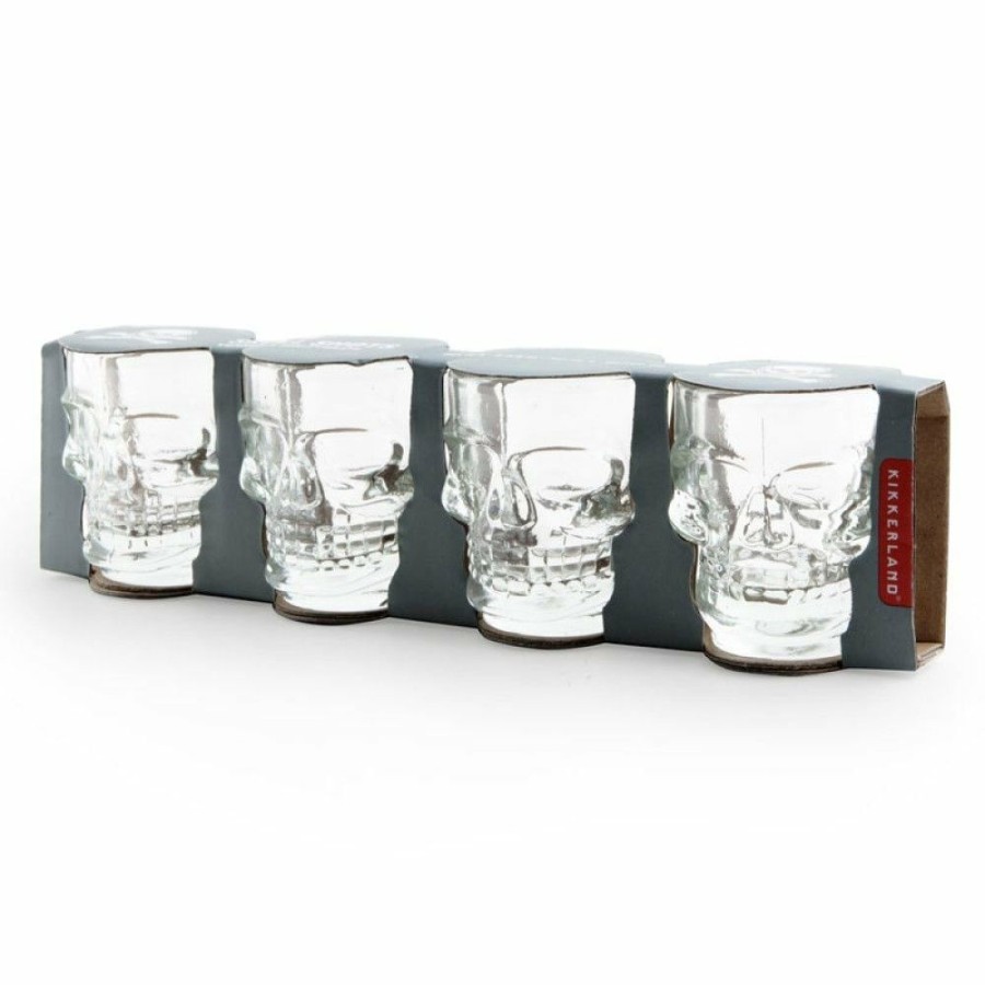 Glassware & Tabletop * | Kikkerland Shot Glasses Set Of 4 | Skulls