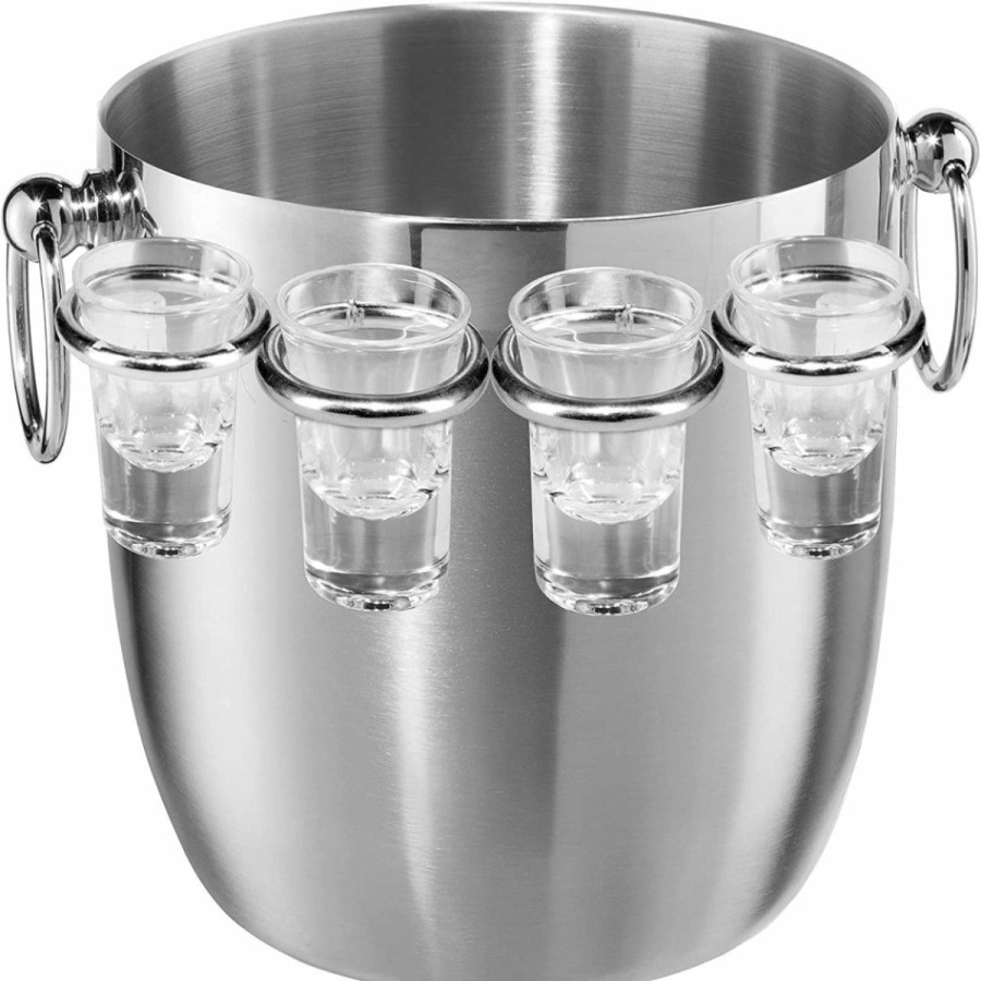 Glassware & Tabletop * | Oggi Stainless Steel Ice Bucket & Shot Glass Set | 9-Piece