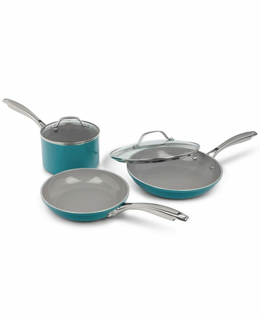 Kitchen * | Gotham Steel 5-Pc. Nonstick Ti-Ceramic Cookware Set, Ocean Blue