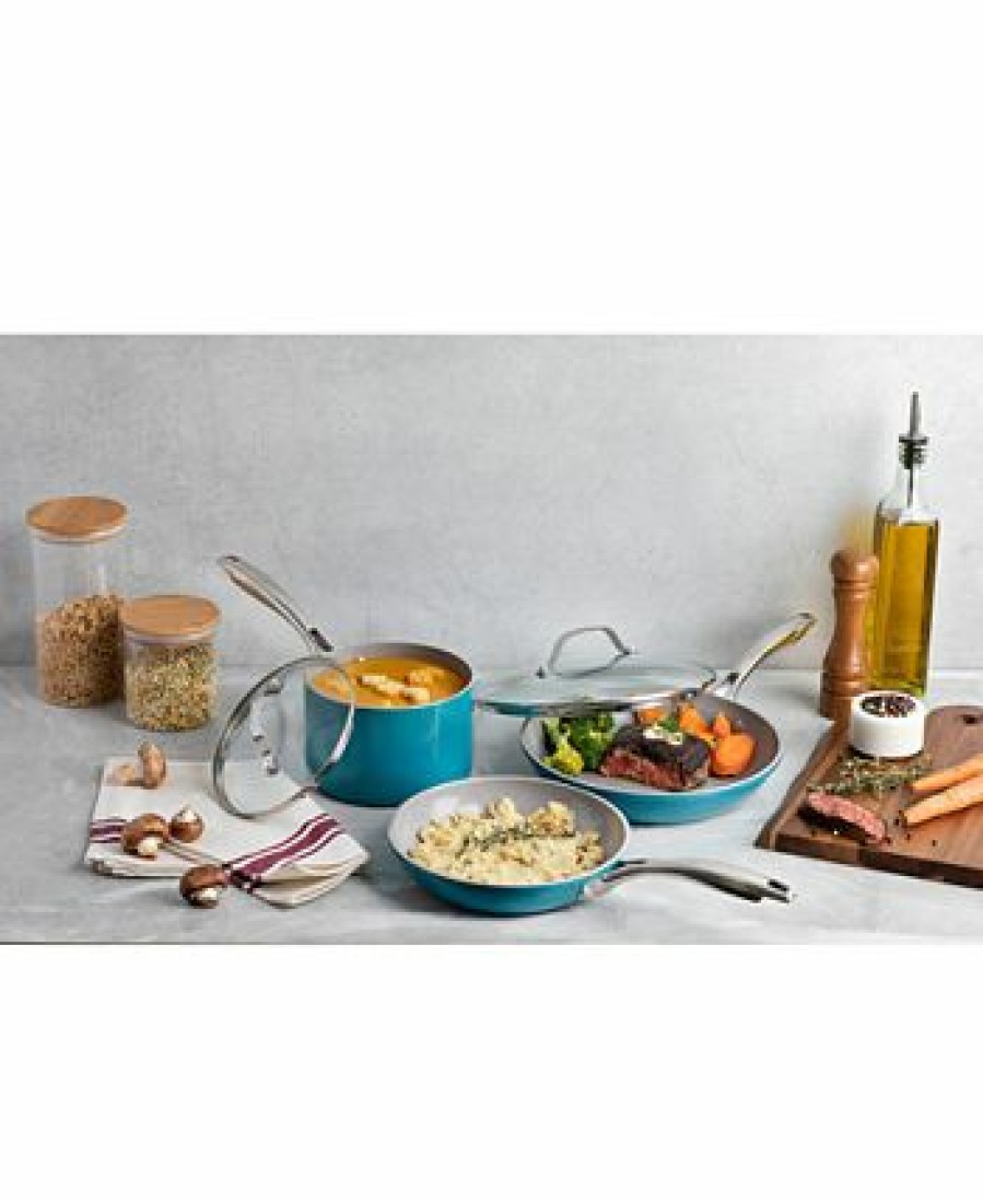 Kitchen * | Gotham Steel 5-Pc. Nonstick Ti-Ceramic Cookware Set, Ocean Blue