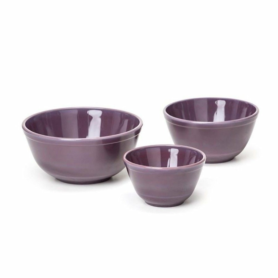 Cooks' Tools * | Mosser Glass 3-Piece Mixing Bowl Set (20Oz, 40Oz, 60Oz) | Eggplant