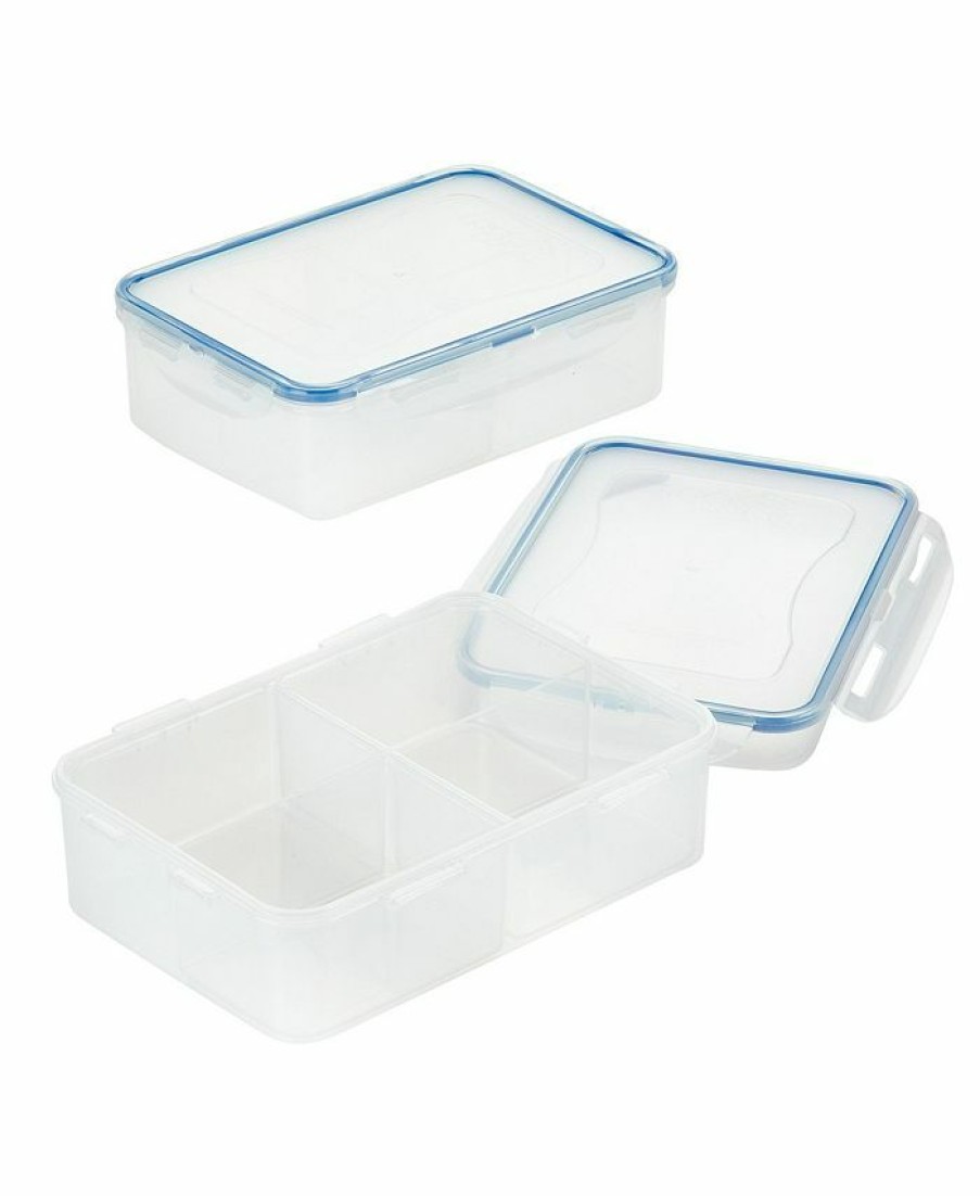 Kitchen * | Lock N Lock Easy Essentials Divided 4-Pc. Rectangular Food Storage Containers, 54-Oz. Clear