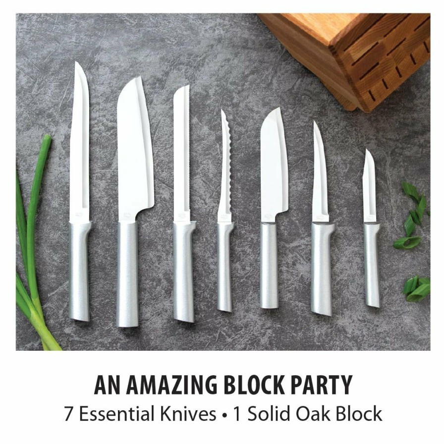 Knives * | Rada Cutlery 8-Piece Essential Oak Block Set | Silver