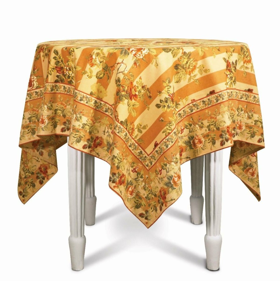 Glassware & Tabletop * | April Cornell 60 X 90 Sonata Stripe Dining Tablecloth | Gold