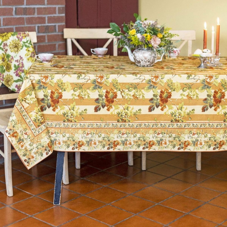 Glassware & Tabletop * | April Cornell 60 X 90 Sonata Stripe Dining Tablecloth | Gold