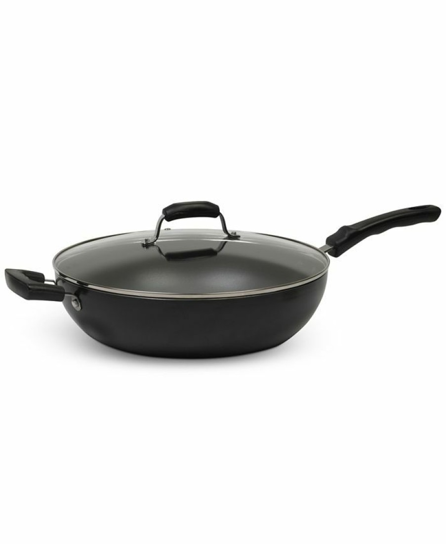 Kitchen * | Sedona 7.5-Qt. Jumbo Nonstick Covered Wok Pan Black