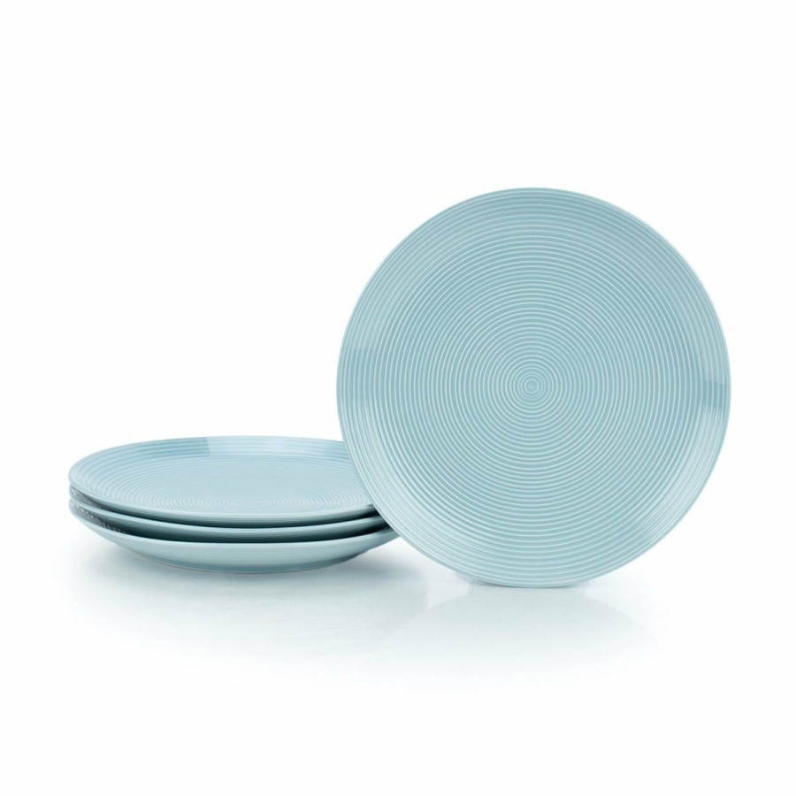 Glassware & Tabletop * | Everything Kitchens Modern Colorful Neutrals Rippled 16-Piece Dinnerware Set Glazed | Blue