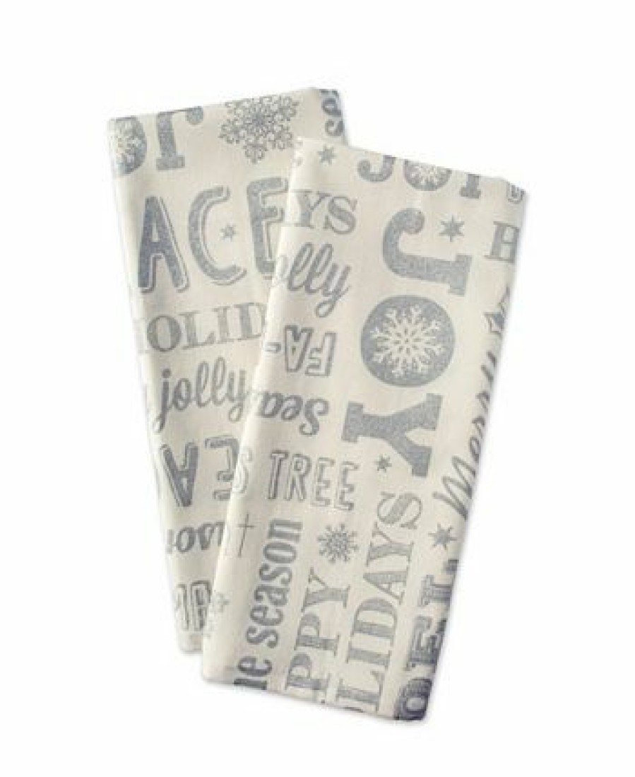 Kitchen * | Design Imports Christmas Collage Dishtowel Set Silver