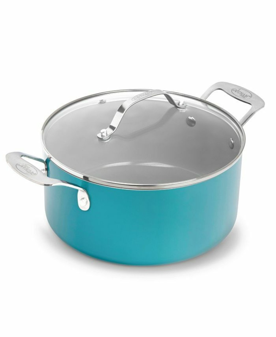 Kitchen * | Gotham Steel Series Ti-Ceramic Nonstick 5-Qt. Stockpot & Lid Ocean Blue