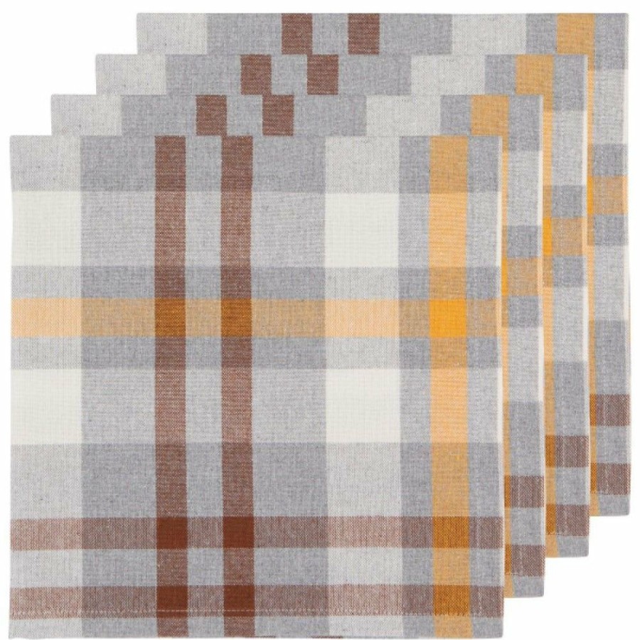 Glassware & Tabletop * | Danica Brands Now Designs By Danica Second Spin 20 Napkins (Set Of 4) | Maize Plaid