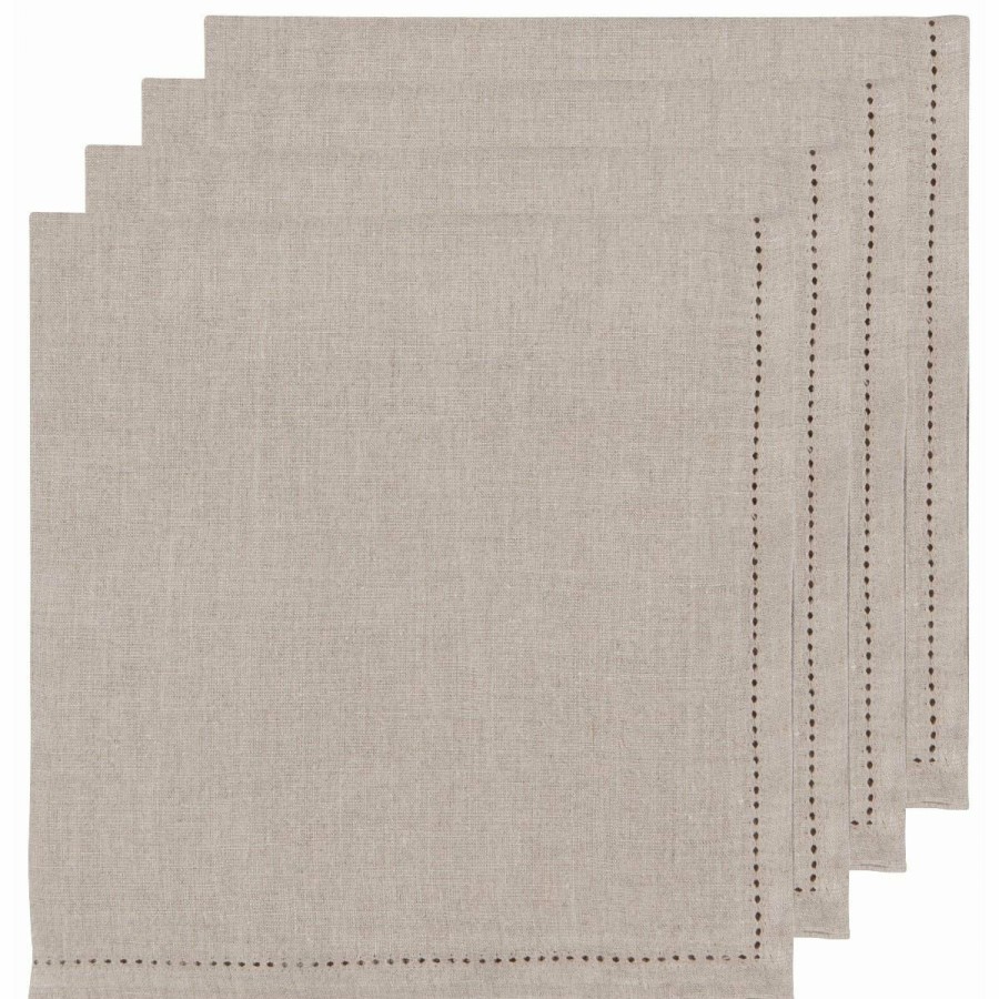 Glassware & Tabletop * | Danica Brands Danica Heirloom 18 Linen Napkins (Set Of 4) | Natural Hemstitch