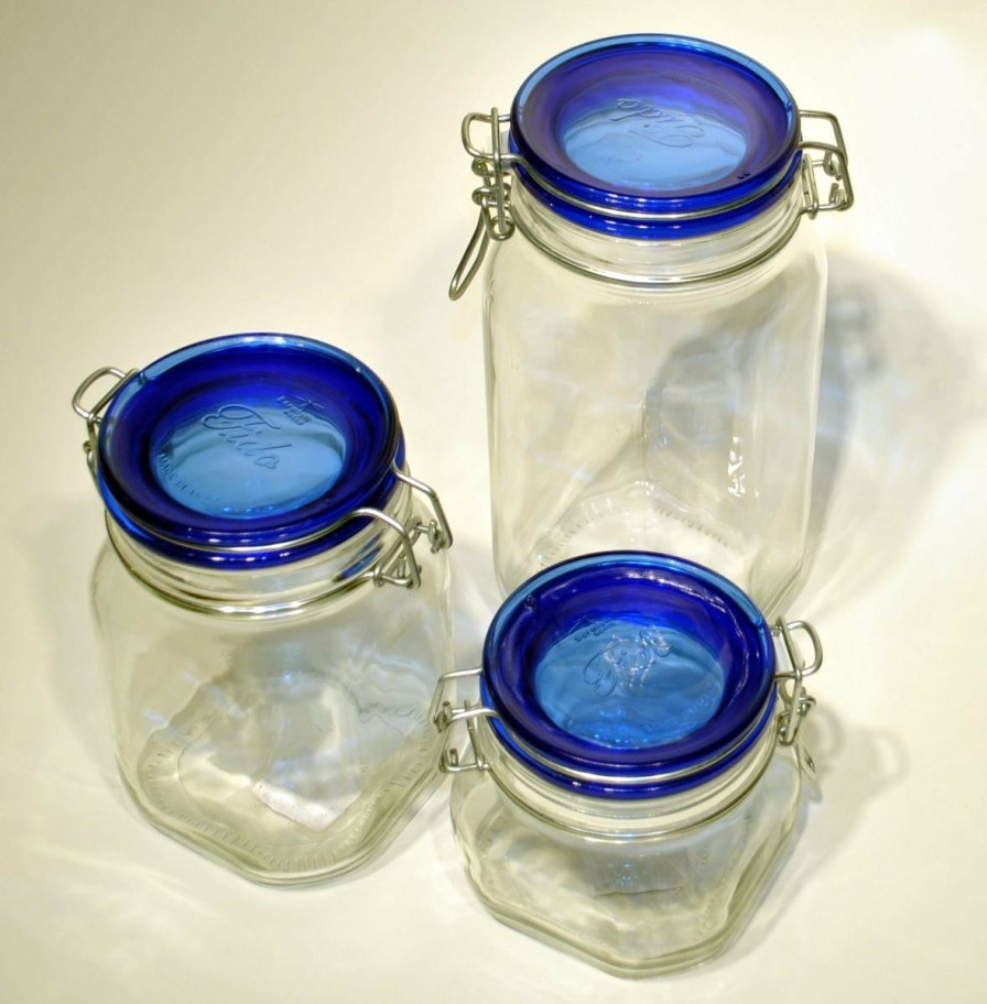 Glassware & Tabletop * | Bormioli Rocco 2L Swing Top Fido Glass Jar | Blue Lid