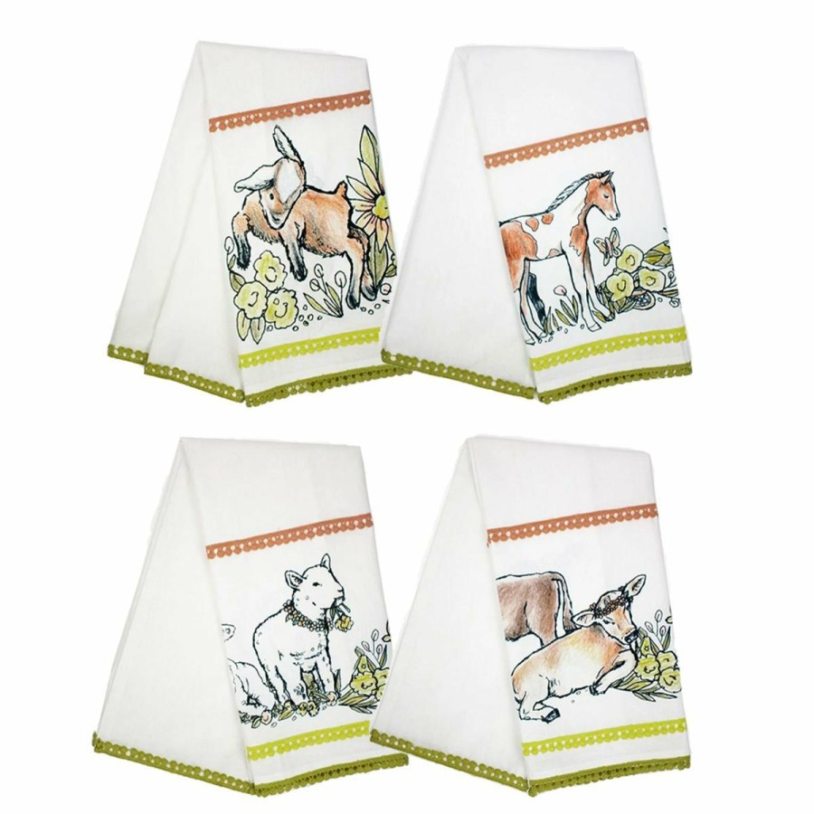 Glassware & Tabletop * | Everything Kitchens Barnyard Baby Animals 19 X 28 Tea Towels (Set Of 4) | Assorted