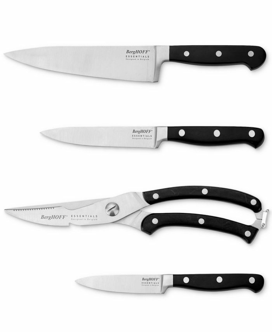 Kitchen * | Berghoff Essentials 4-Pc Triple Riveted Cutlery Set Black