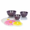 Cooks' Tools * | Mosser Glass Mixing Bowl Set With Silicone Lids | Eggplant & Daisies