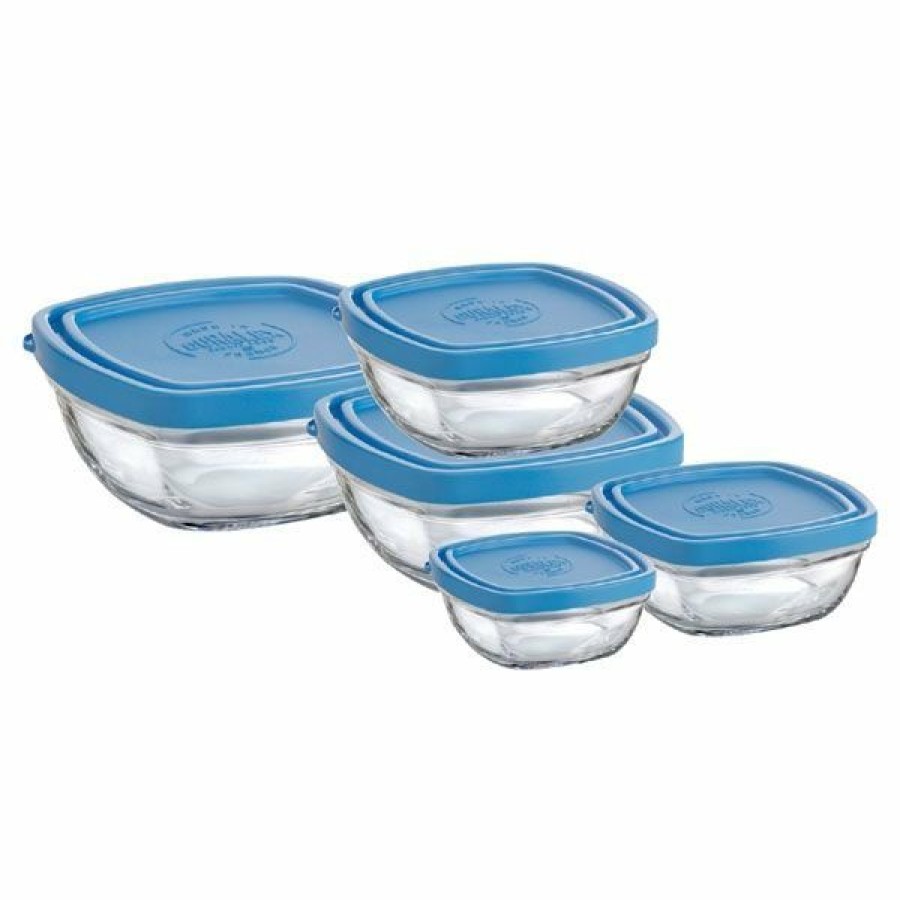 Cooks' Tools * | Duralex Lys 5-Piece Stackable Square Glass Bowls With Lids