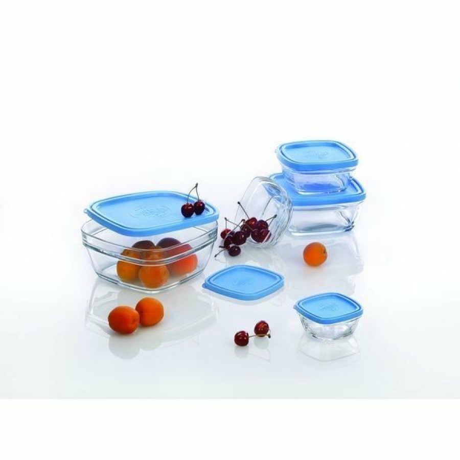 Cooks' Tools * | Duralex Lys 5-Piece Stackable Square Glass Bowls With Lids