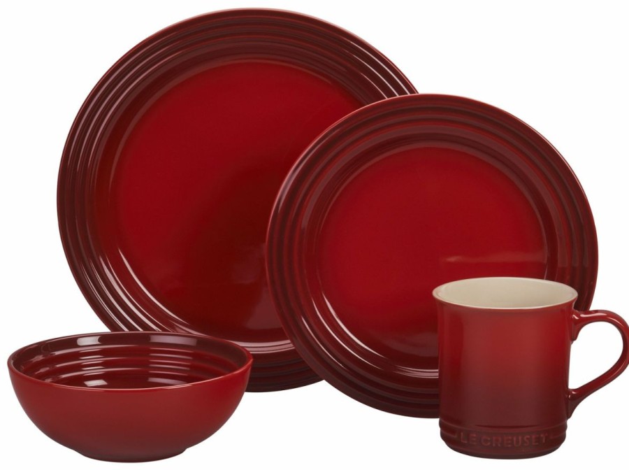 Glassware & Tabletop * | Le Creuset 16-Piece Dinnerware Set | Cerise/Cherry Red