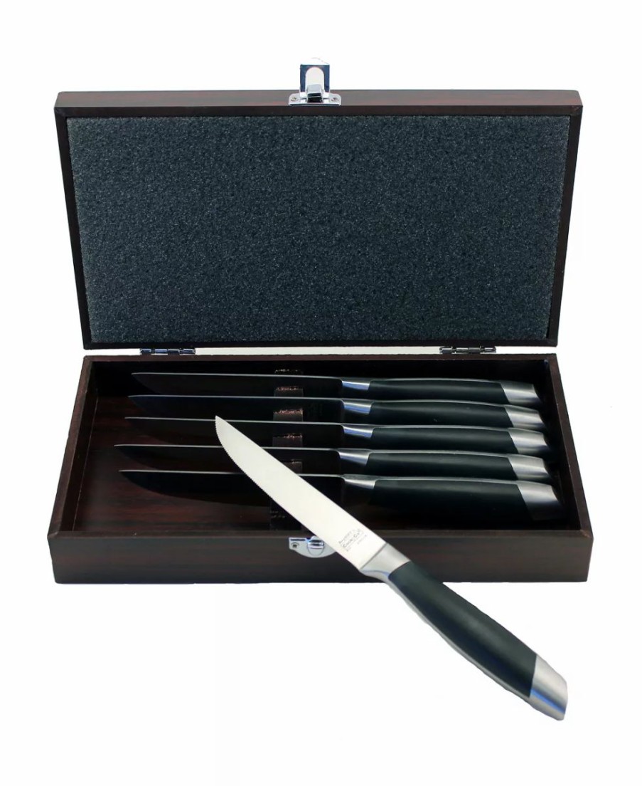 Kitchen * | Berghoff Geminis 6 Piece Steak Set With Wooden Case Black