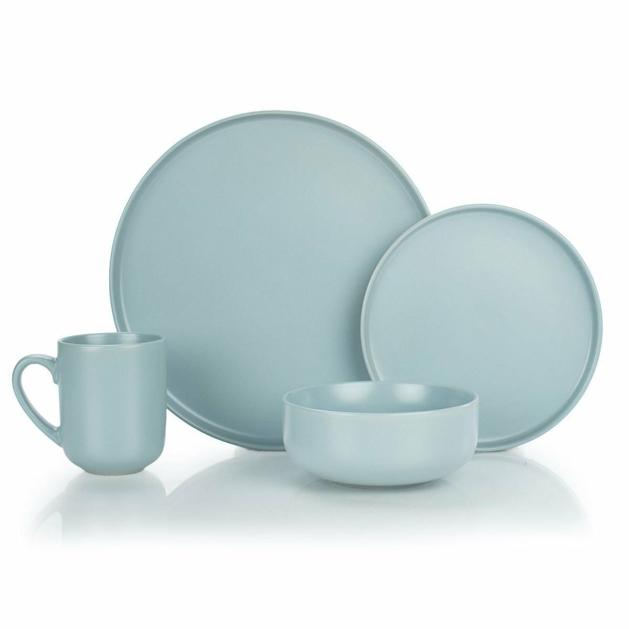 Glassware & Tabletop * | Everything Kitchens Modern Flat 16-Piece Dinnerware Set | Dusty Blue