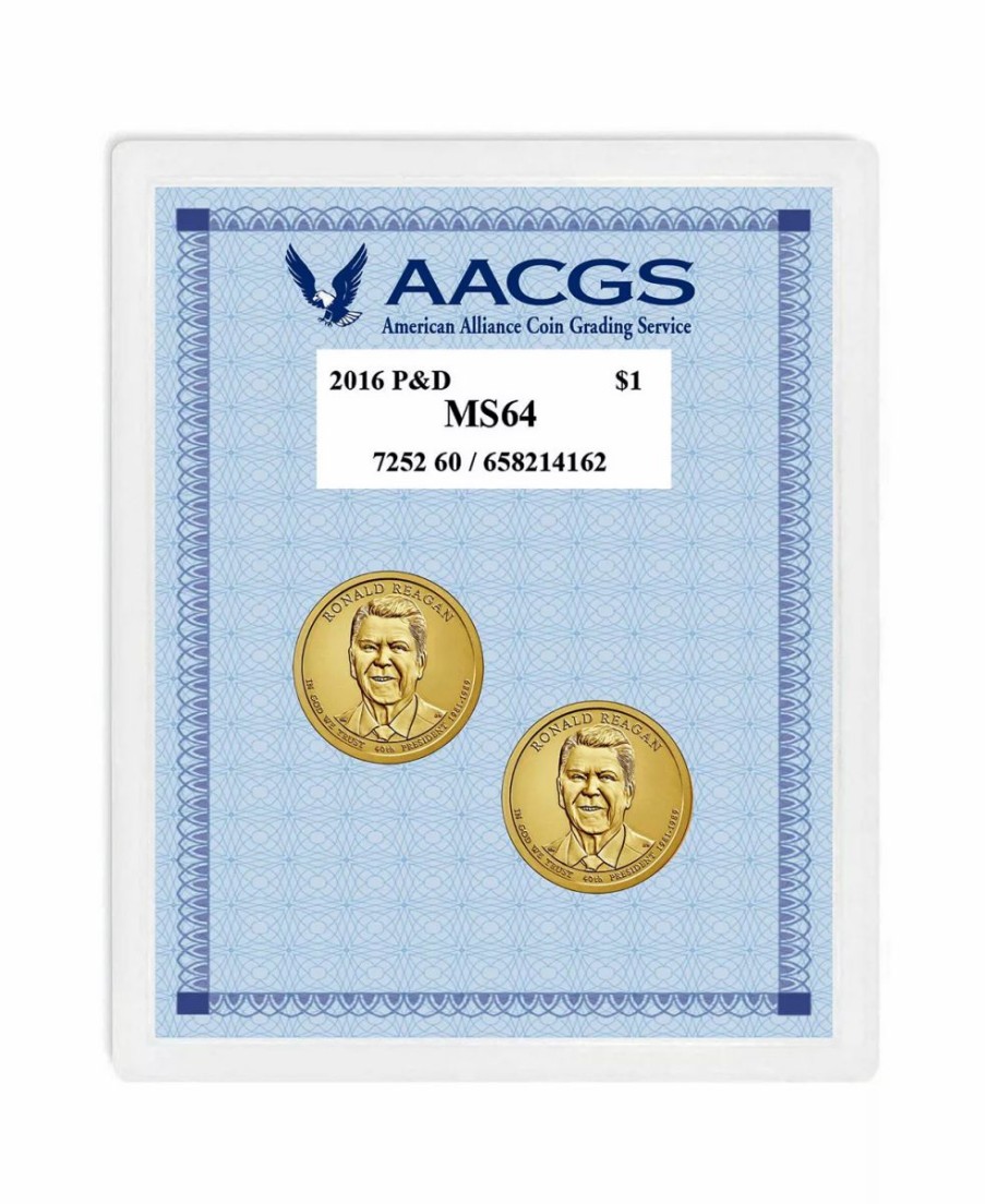 Misc_Gifts * | American Coin Treasures 2016 Graded Ms64 Philadelphia And Denver Mint Reagan Presidential Dollars Multi