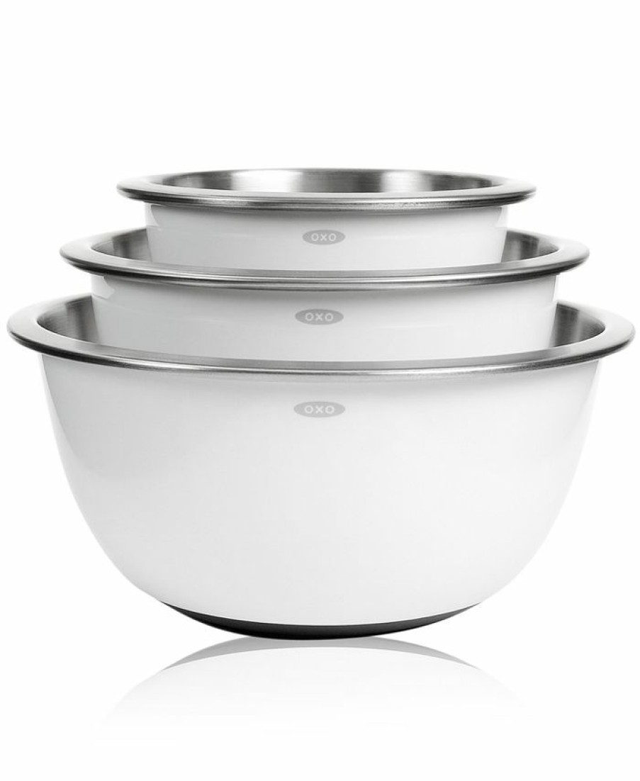 Kitchen * | Oxo Non-Skid Mixing Bowls, Set Of 3 White Steel Stainless