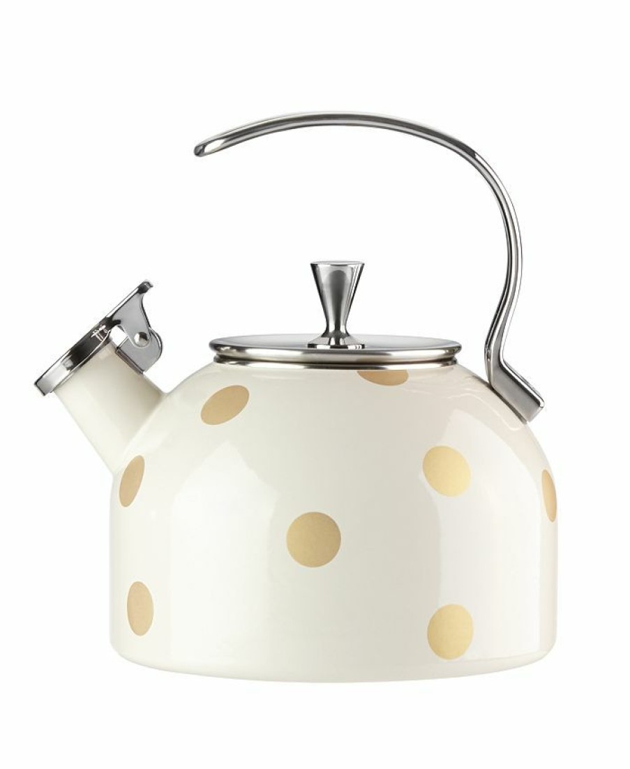 Kitchen * | Kate Spade New York Deco Dot Gold Tea Kettle White/Gold