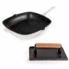 Kitchen * | Berghoff Neo Cast Iron Grill Pan And Bacon, Steak Press, Set Of 2 White