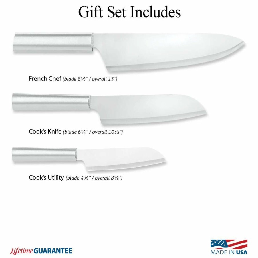 Knives * | Rada Cutlery 3-Piece Chef'S Select Gift Set | Silver