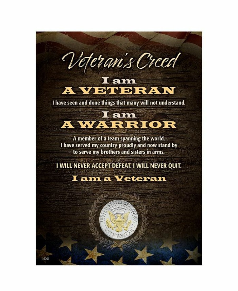 Misc_Gifts * | American Coin Treasures Veteran'S Creed With Genuine Jfk Half Dollar Matted Coin