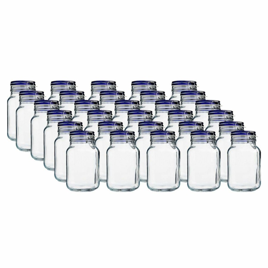 Glassware & Tabletop * | Bormioli Rocco 2L Swing Top Fido Glass Jars Blue Lid | 30-Pack