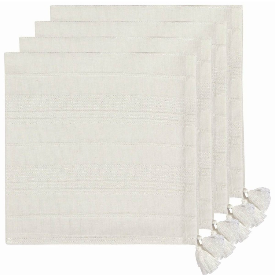 Glassware & Tabletop * | Danica Brands Danica Heirloom 19 X 19 Woven Napkins With Tassels (Set Of 4) | Blanca