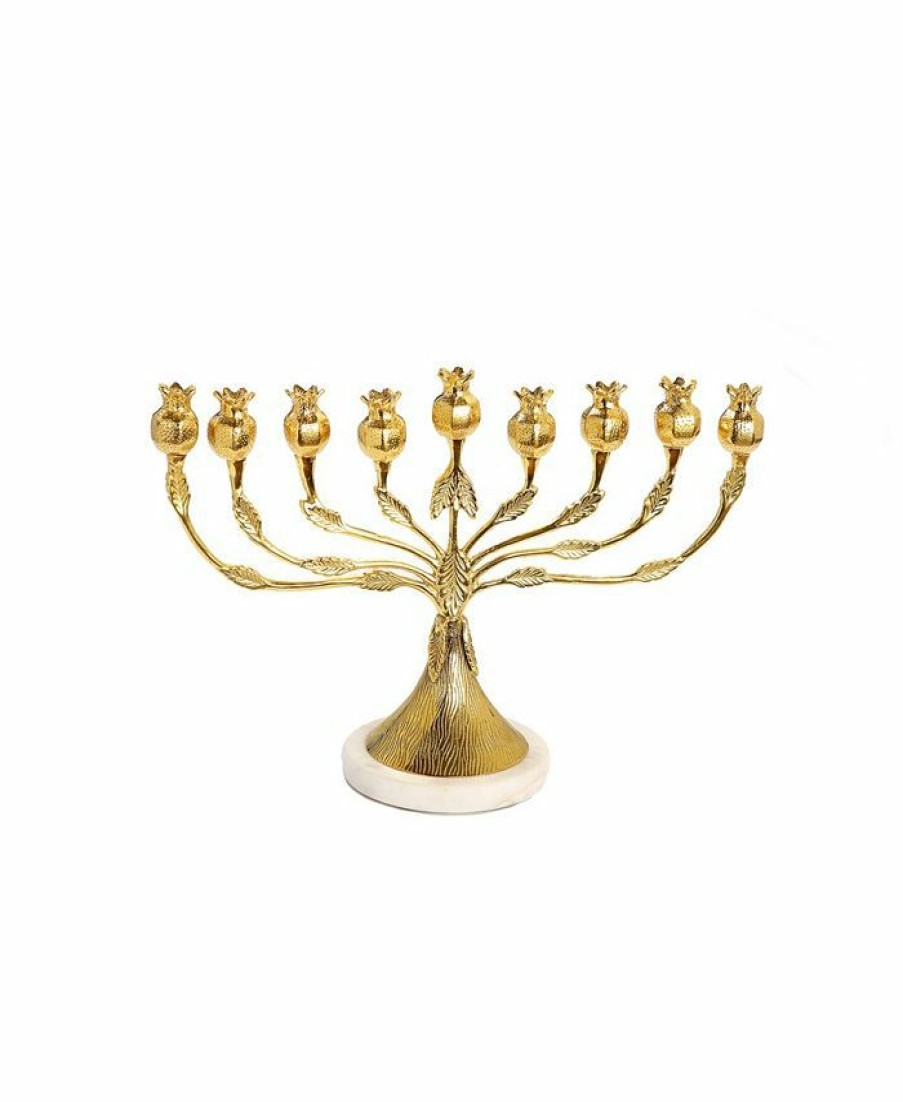 Misc_Gifts * | Classic Touch Menorah With Pomegranate Design Gold-Tone